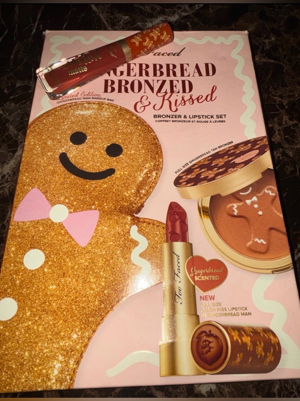 Too faced gingerbread bronzed and kissed set  + gingerbread women liqui lipstick